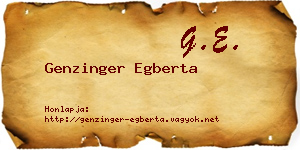 Genzinger Egberta névjegykártya